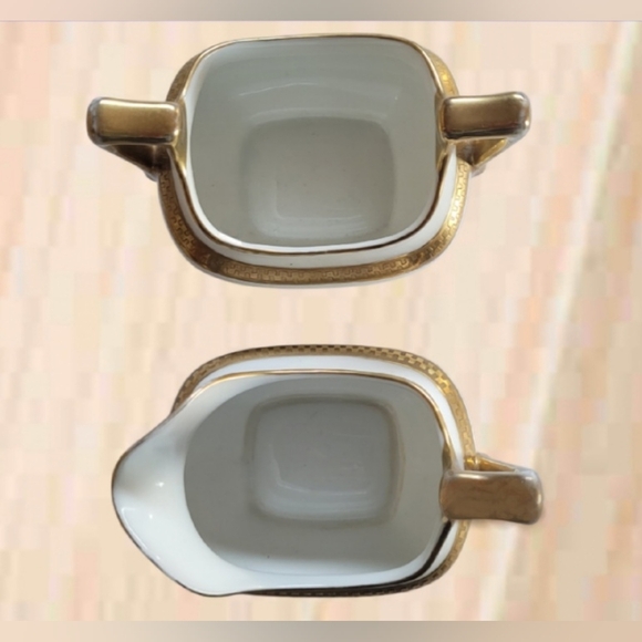 ANTIQUE ROYAL BAYREUTH BAVARIA PORCELAIN CREAMER & SUGAR BOWL W/ GOLD TRIM - Picture 2 of 5